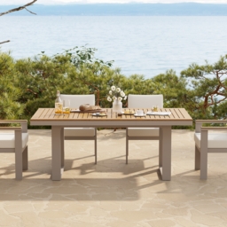 Tevara 5-Piece Rectangular Wood & Aluminium Outdoor Patio Dining Set for 4 People - thumbnail 2