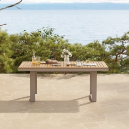 Tevara 5-Piece Rectangular Wood & Aluminium Outdoor Patio Dining Set for 4 People - thumbnail 4