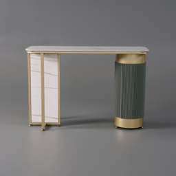 Modern White Gold Entryway Console Table Sintered Stone Top - thumbnail 7