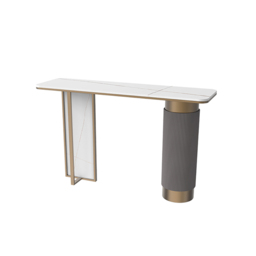 Modern White Gold Entryway Console Table Sintered Stone Top - thumbnail 4