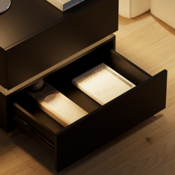 Smart LED Nightstand Wireless Charging Station Bedside Table with Light Modern in Black - thumbnail 7