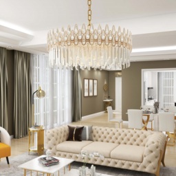 Ketose Modern Gold 9-Light Crystal Chandelier with Adjustable Chain - thumbnail 4