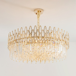 Ketose Modern Gold 9-Light Crystal Chandelier with Adjustable Chain - thumbnail 9