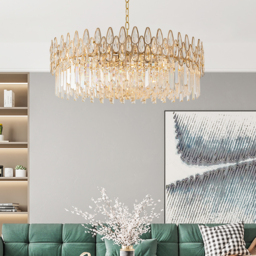 Ketose Modern Gold 9-Light Crystal Chandelier with Adjustable Chain - thumbnail 6