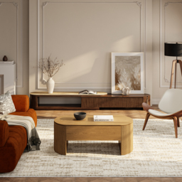 Natural Oval Lift Top Mid-Century Modern Coffee Table - thumbnail 6