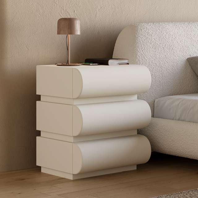 Modern White Leather Smart Bedside Table with Wireless Charger 3 Drawers Bedside Table with USB & Type-C Ports - image 1