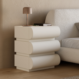 Modern White Leather Smart Bedside Table with Wireless Charger 3 Drawers Bedside Table with USB & Type-C Ports - thumbnail 1