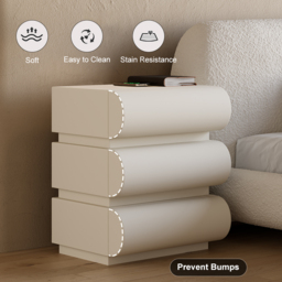 Modern White Leather Smart Bedside Table with Wireless Charger 3 Drawers Bedside Table with USB & Type-C Ports - thumbnail 9