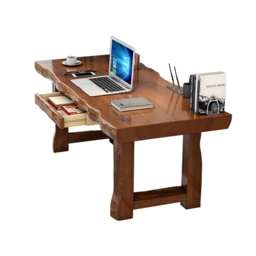 1800mm Rustic Natural Executive Office Desk with Drawer Storage Rubber Wood Desk - thumbnail 4