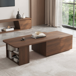 Extendable Lift Top Coffee Table Walnut Living Room Furniture with Storage - thumbnail 3