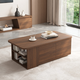 Extendable Lift Top Coffee Table Walnut Living Room Furniture with Storage - thumbnail 5