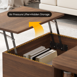 Extendable Lift Top Coffee Table Walnut Living Room Furniture with Storage - thumbnail 6