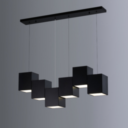 Modern Linear Black Kitchen Island Light 6-Light Square Pendant Light - thumbnail 4