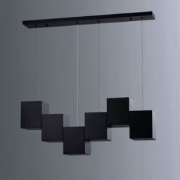 Modern Linear Black Kitchen Island Light 6-Light Square Pendant Light - thumbnail 5