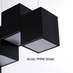 Modern Linear Black Kitchen Island Light 6-Light Square Pendant Light - thumbnail 6