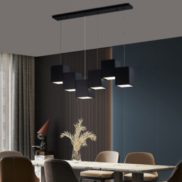 Modern Linear Black Kitchen Island Light 6-Light Square Pendant Light - thumbnail 2