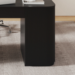 Standing Computer Desk with 2 Doors & Storage Black Manufactured Wood Office Furniture (150 cm ) - thumbnail 7
