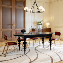 1700mm-2000mm Black Antique Dining Table Oval Extendable Table for 4-8 Person Turned Leg - thumbnail 2