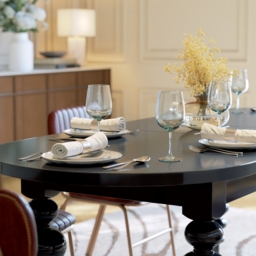 1700mm-2000mm Black Antique Dining Table Oval Extendable Table for 4-8 Person Turned Leg - thumbnail 5