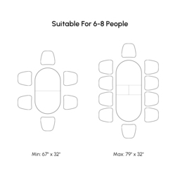 1700mm-2000mm Black Antique Dining Table Oval Extendable Table for 4-8 Person Turned Leg - thumbnail 9