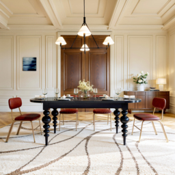 1700mm-2000mm Black Antique Dining Table Oval Extendable Table for 4-8 Person Turned Leg - thumbnail 3