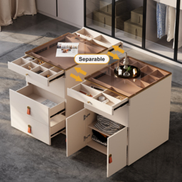1200 mm W Champagne Walk-in Wardrobe Island 12 Drawers Dresser & Chest with Jewellery Storage - thumbnail 4