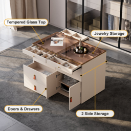 1200 mm W Champagne Walk-in Wardrobe Island 12 Drawers Dresser & Chest with Jewellery Storage - thumbnail 3