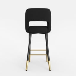 Modern Gray Velvet Upholstered Bar Stool with Low Back & Footrest 6-Pieces - thumbnail 4