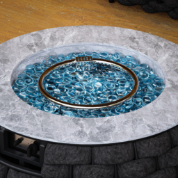 Cocaro Weave Round Smokeless Propane Fire Pit - Elegant Rattan & Marble Design, 50,000 BTU Outdoor Heater - thumbnail 7