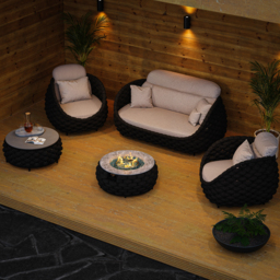 Cocaro Weave Round Smokeless Propane Fire Pit - Elegant Rattan & Marble Design, 50,000 BTU Outdoor Heater - thumbnail 3