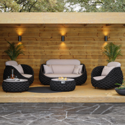 Cocaro Weave Round Smokeless Propane Fire Pit - Elegant Rattan & Marble Design, 50,000 BTU Outdoor Heater - thumbnail 5
