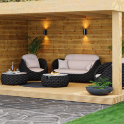 Cocaro Weave Round Smokeless Propane Fire Pit - Elegant Rattan & Marble Design, 50,000 BTU Outdoor Heater - thumbnail 4