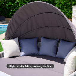 Cocaro 2 PCS Adjustable Patio Outdoor Daybed Round Sectional with Canopy Exterior Furniture in Grey Cushion & Pillow Included - thumbnail 5