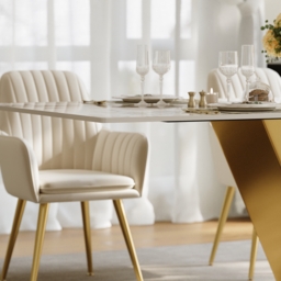 Rectangle Dining Table Faux Marble Top Stainless Steel for 8 Luxotic Modern 200 cm - thumbnail 8