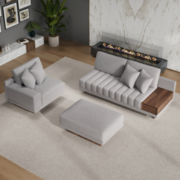 Vewal 320 cm L-Shaped Boucle Modular Sectional Sofa with Chaise & Ottoman - thumbnail 5