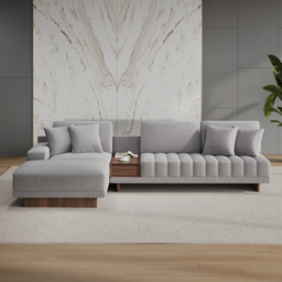 Vewal 320 cm L-Shaped Boucle Modular Sectional Sofa with Chaise & Ottoman - thumbnail 2
