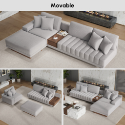 Vewal 320 cm L-Shaped Boucle Modular Sectional Sofa with Chaise & Ottoman - thumbnail 7