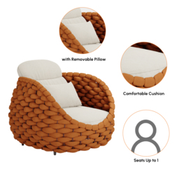 Cocaro Garden Aluminium & Rope Weave Lounge Chair in Orange - thumbnail 5
