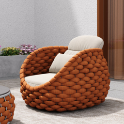 Cocaro Garden Aluminium & Rope Weave Lounge Chair in Orange - thumbnail 2