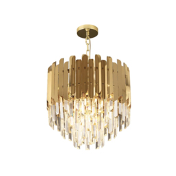 Kitoney Modern Brass 7-Light Tiered Crystal Chandelier for Living Room and Dining Room - thumbnail 2