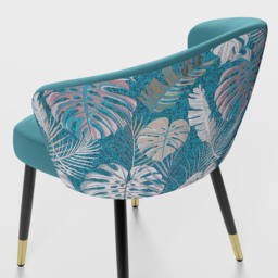 Set of 4 Modern Velvet Dining Chairs Upholstered Greenish Blue Dining Room Chairs with Arm - thumbnail 9