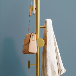 Coat Stand Brass Gold Round Hooks Hallway Freestanding Coat Hanger Marble Base - thumbnail 7