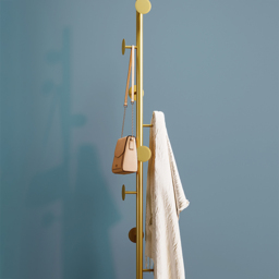 Coat Stand Brass Gold Round Hooks Hallway Freestanding Coat Hanger Marble Base - thumbnail 6