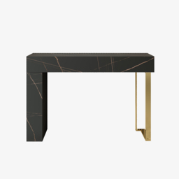 1200mm Black Console Table Modern Accent Table For Entryway with 2 Drawers & Stainless Steeel Base in Gold - thumbnail 6