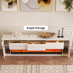 200 cm Electric Fireplace TV Stand Modern White Media Console with Remote Control - thumbnail 8