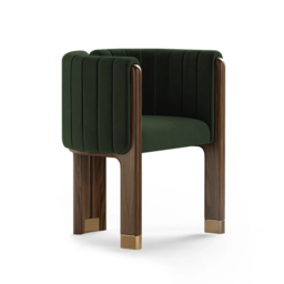 Velvet Fluted Upholstered Accent Chair with Wood Frame - thumbnail 8