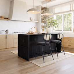 Arune 180 cm Modern Black Kitchen Island with Glass Doors, LED Light Strip， Ample Storage - thumbnail 6
