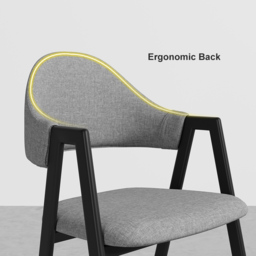 Gray Linen Upholstered Dining Chair Curved Back Chair 8-Pieces - thumbnail 5