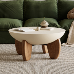 Modular Leather Sectional Sofa Set with Concrete Coffee Table - thumbnail 7