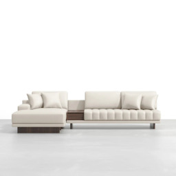 Modular Leather Sectional Sofa Set with Concrete Coffee Table - thumbnail 3